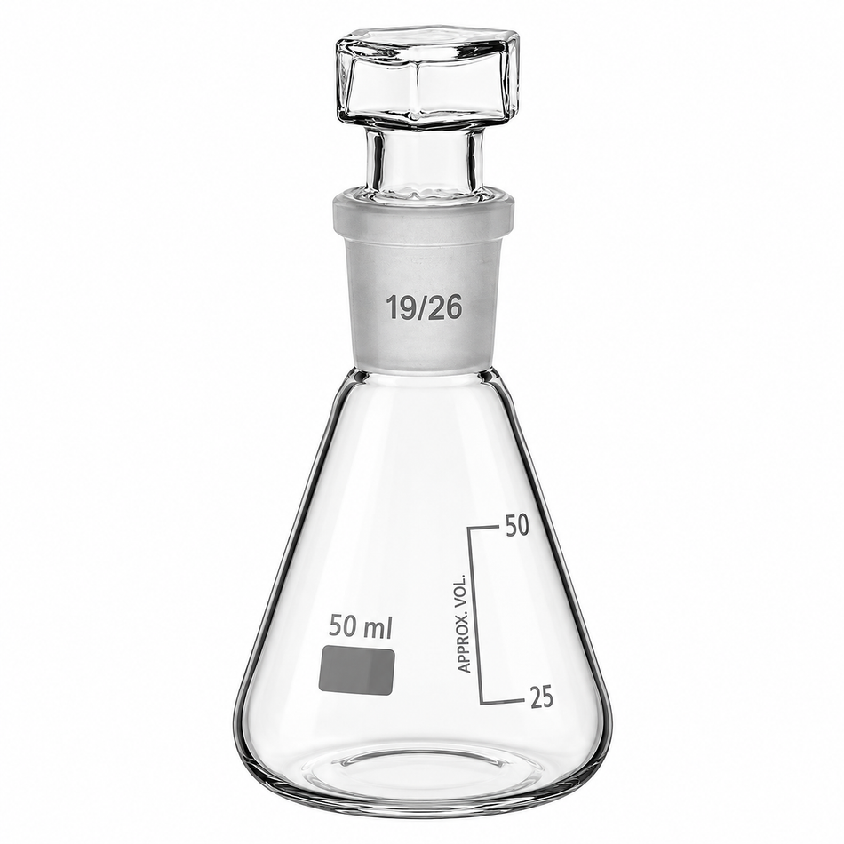 Conical Flask With Ground Joint & Hollow Glass Stopper