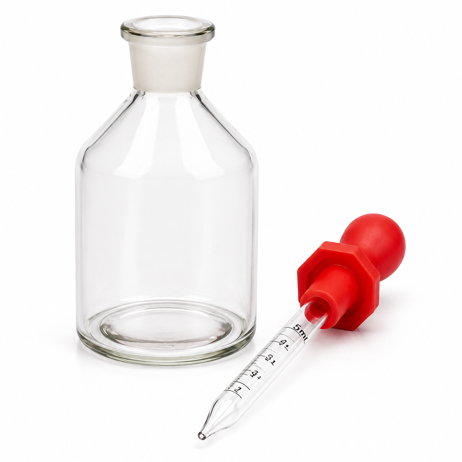 Dropping Bottle Borosilicate Glass Clear With Rubber Teat PP Stopper and Graduated Glass Dropper