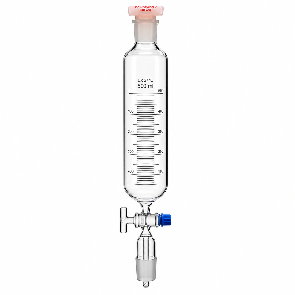 Dropping Funnel Cylindrical Borosilicate Glass Graduated With Stem Inside Cone