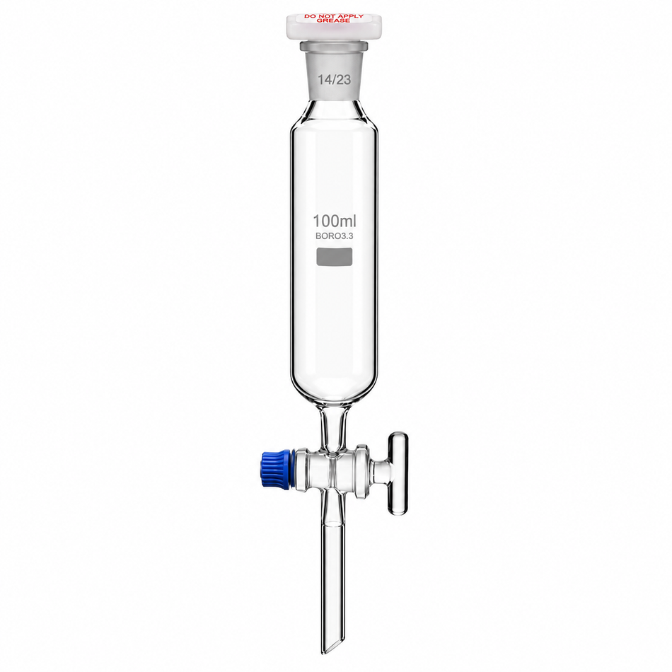 Dropping Funnel Cylindrical Borosilicate Glass Plain With Polypropylene Stopper