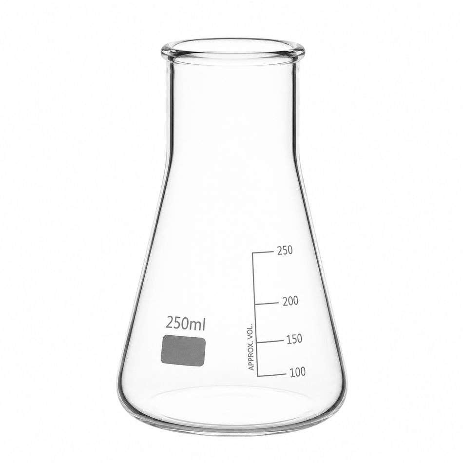 Flask Conical Erlenmeyer Borosilicate Glass Graduated Wide Neck