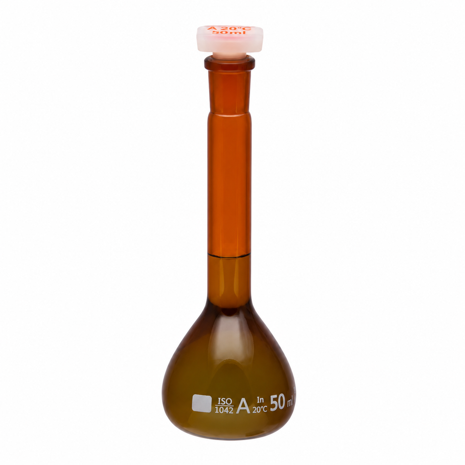 Flask Volumetric, Amber Glass With PP Super Stopper™, Class A