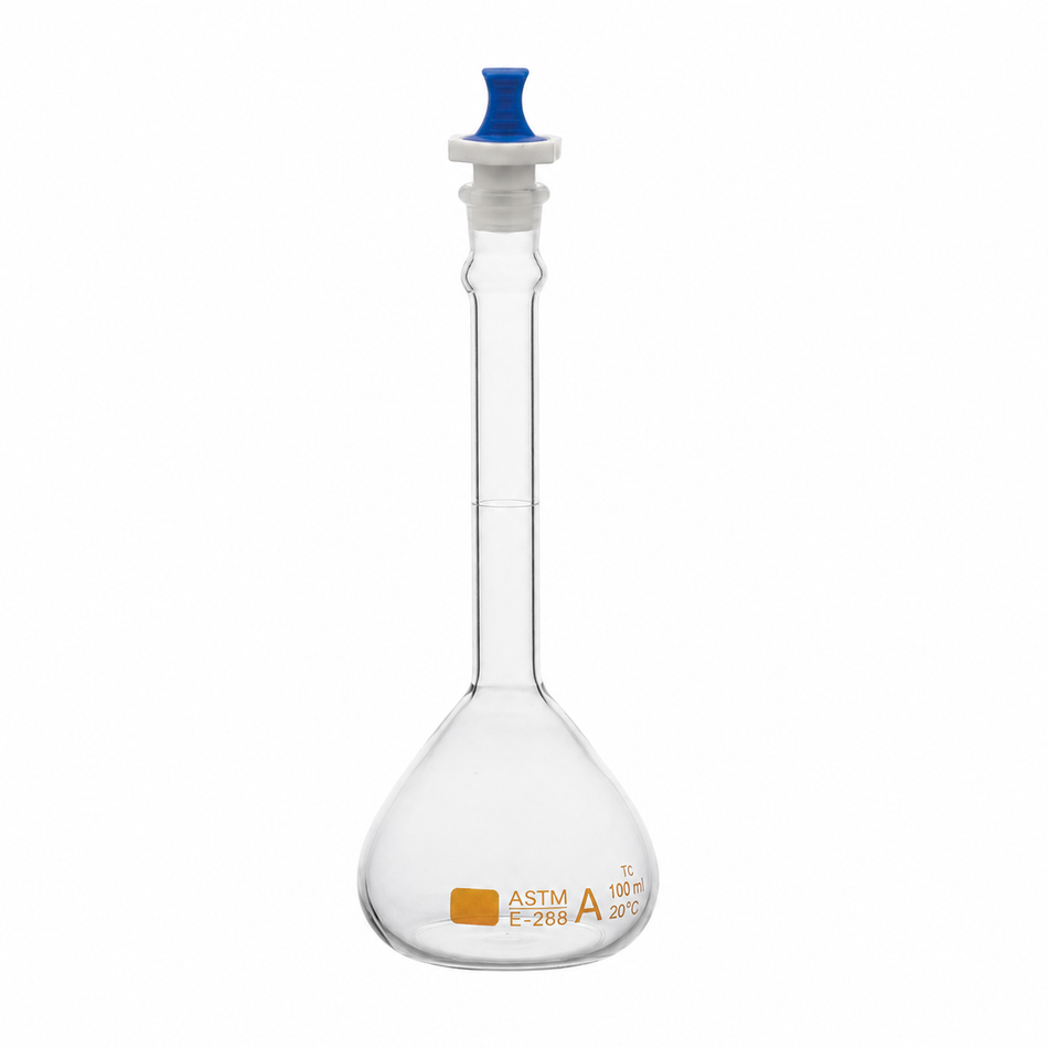 Flask Volumetric, Narrow Mouth With PP Stopper ASTM “Class A”