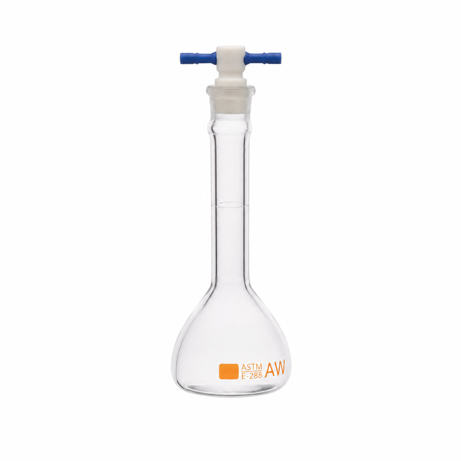 Flask Volumetric, Wide Mouth Heavy Duty, With PTFE Stopper, ASTM “Class A”