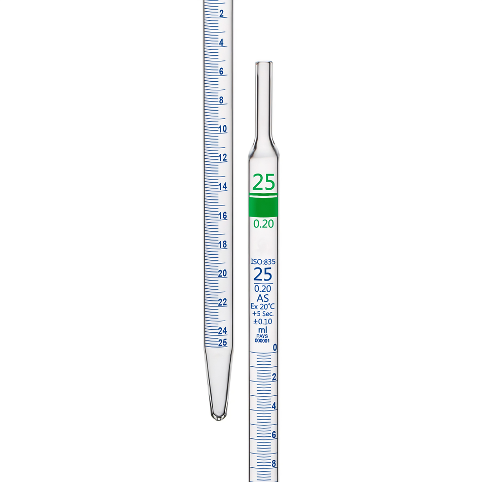 Graduated Pipette Serological Type 3 Borosilicate Glass Color Coded ISO Class AS