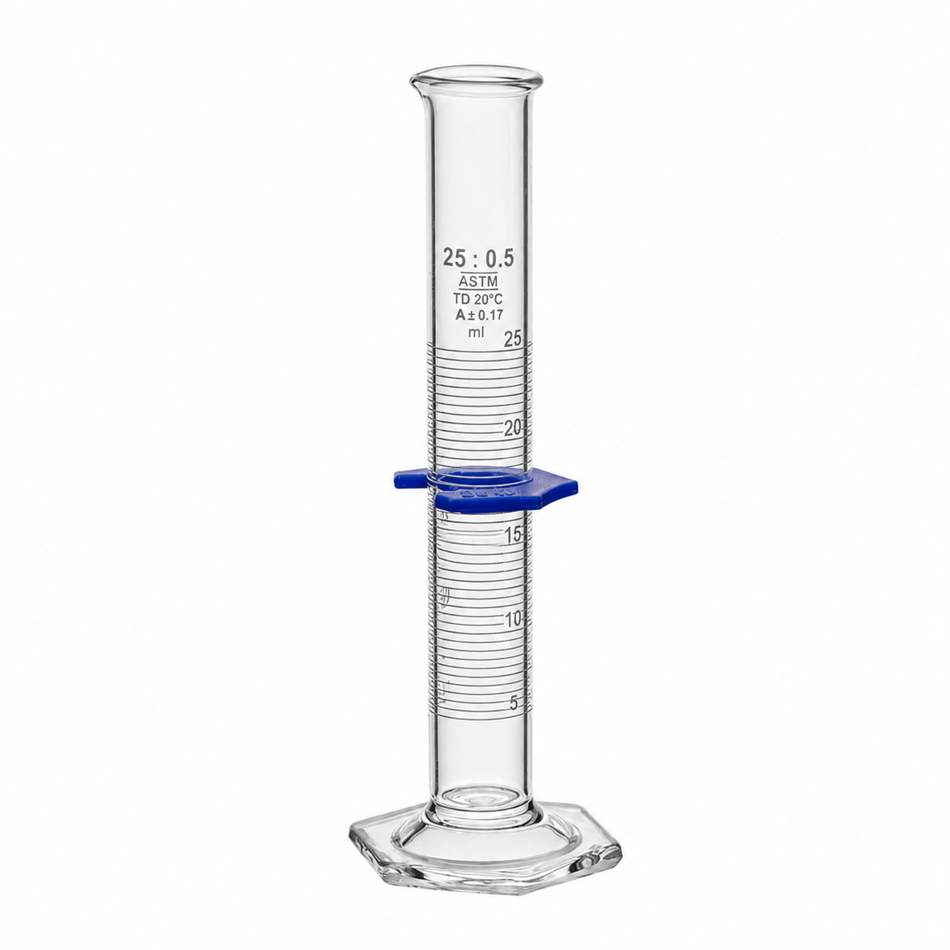 Measuring Cylinder Graduated, Hex Glass Base, TD, ASTM “Class A”