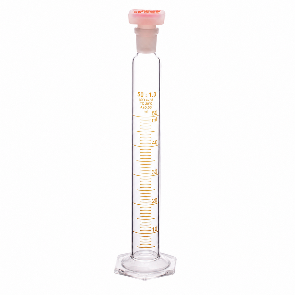 Measuring Cylinder, With Hexagonal Glass Base and PP Super Stopper™, ISO “Class B”