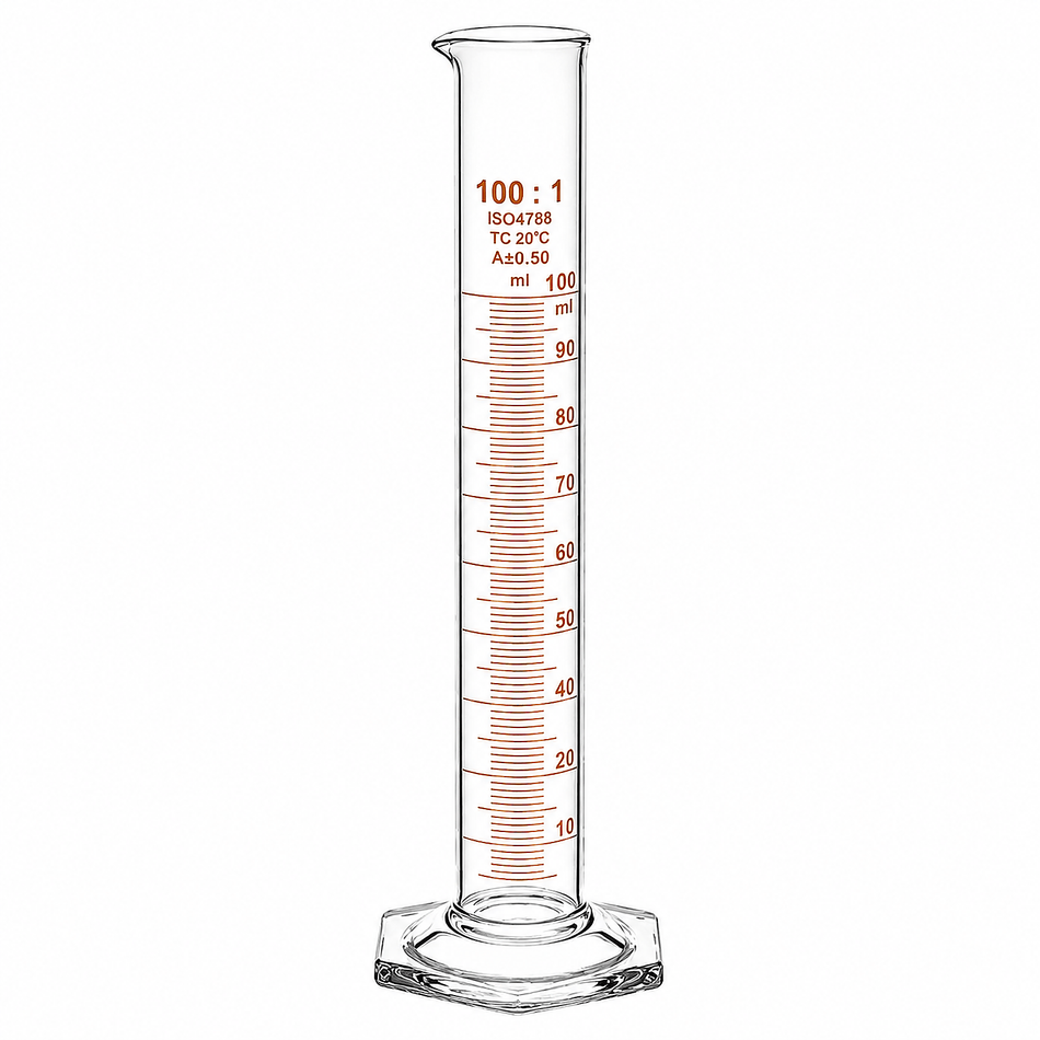 Measuring Cylinder, With Hexagonal Glass Base, ISO “Class A”