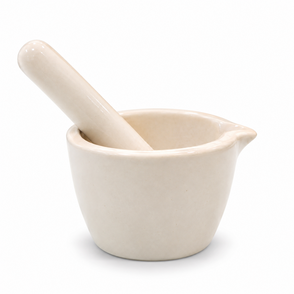 GLS Porcelain Mortar & Pestle Set American Design 50–4000ml Capacity for High-Temperature Laboratory Applications