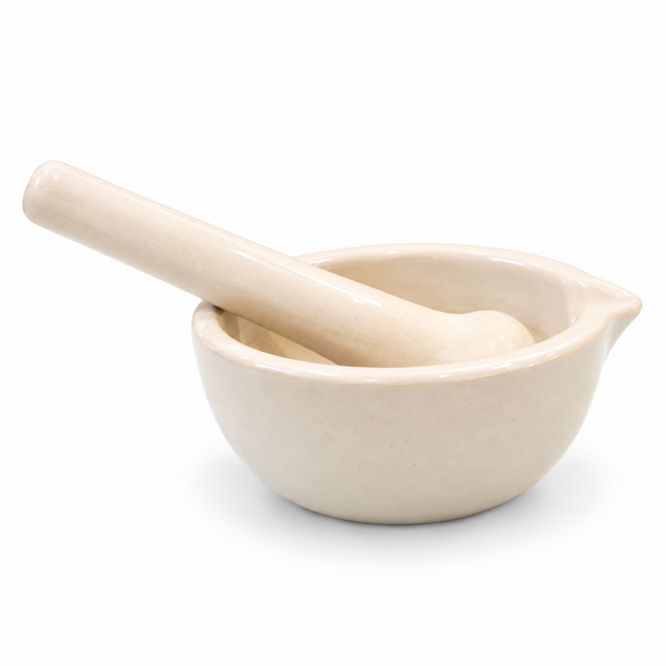 GLS Porcelain Mortar & Pestle Set European Design 70–6000ml Capacity for High-Temperature Laboratory Applications