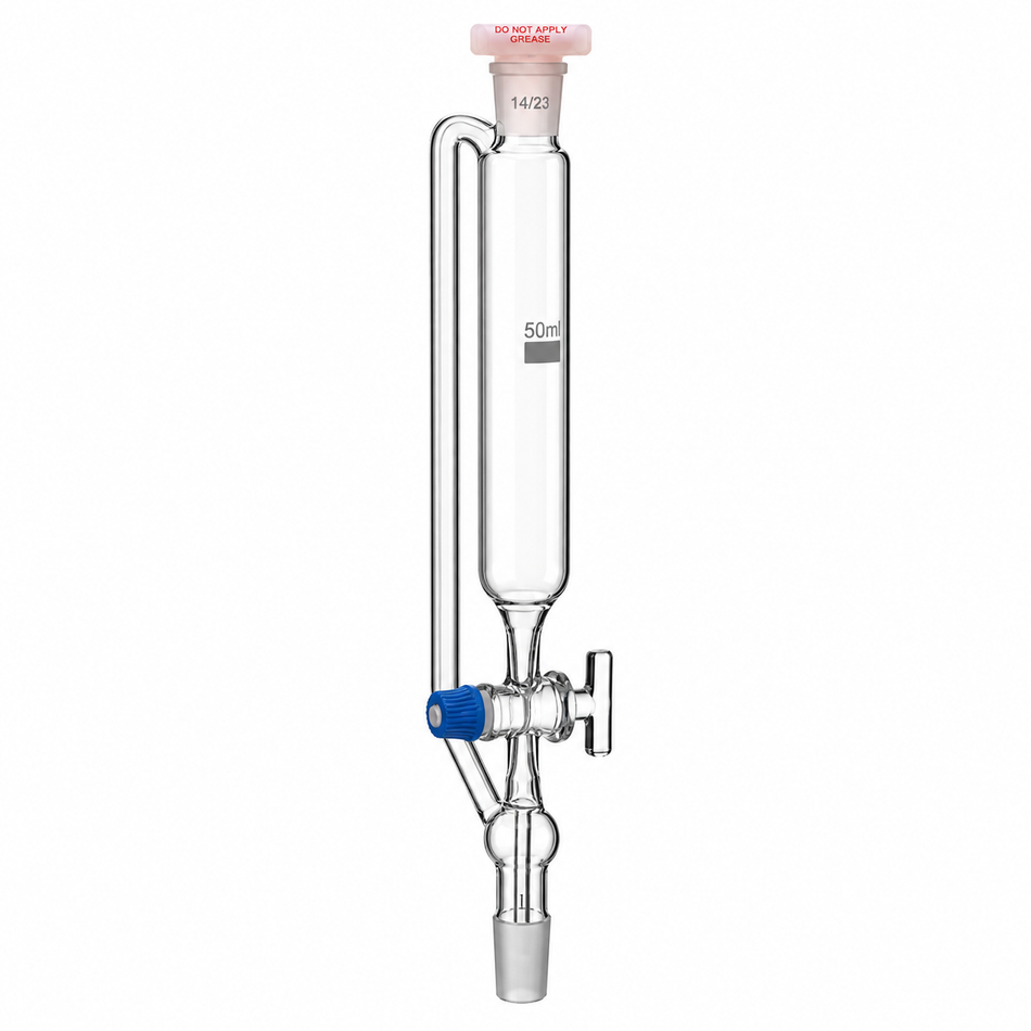 Pressure Equalizing Funnel Cylindrical with Socket, Glass Stopcock and Stem with Cone