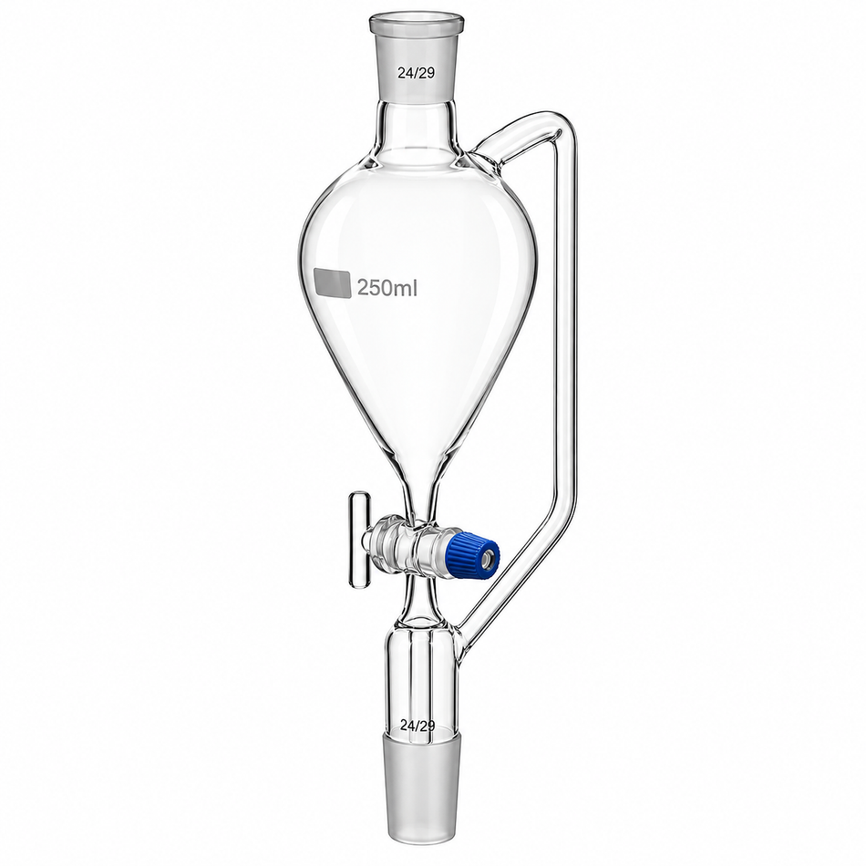 Pressure Equalizing Funnel Pear Shape Borosilicate Glass With Socket Glass Stopcock & Stem With Cone