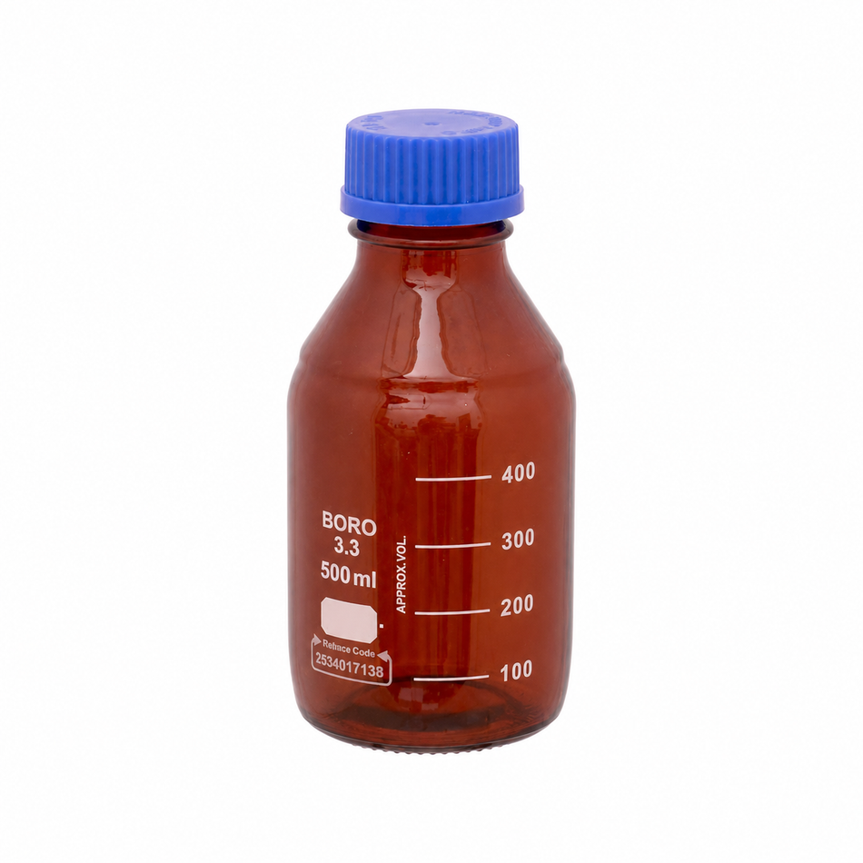 Reagent Bottle Borosilicate Glass Amber With Screw Cap