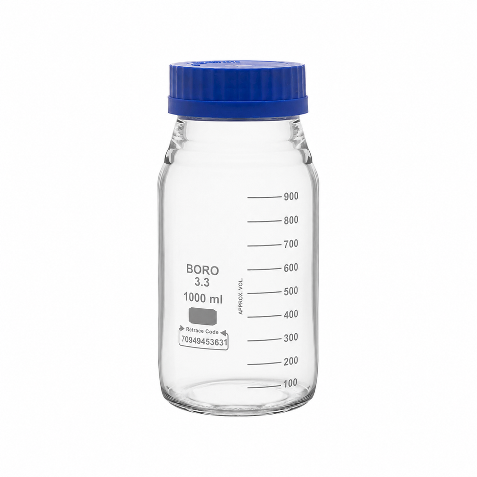 Reagent Bottle Borosilicate Glass Extra Wide Mouth Clear With PP Screw Cap
