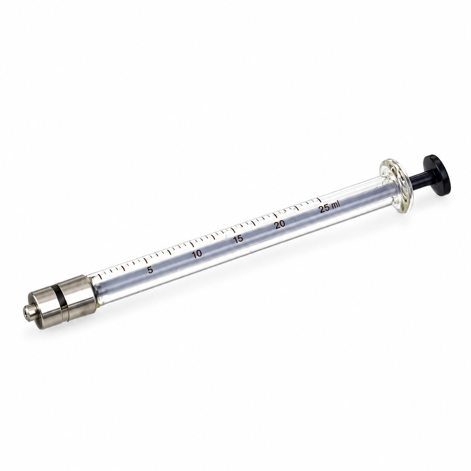 SANITEX Long Glass Syringe with Centre Metal Luer-Lock Nozzle