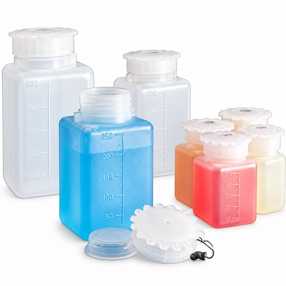 Kartell Bottle Polyethylene Body Polypropylene Cap Wide Neck Square Graduated