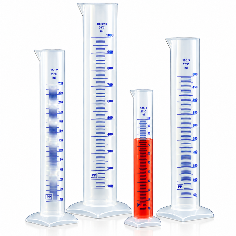 Kartell Measuring Cylinder Polypropylene Tall Form Class B Blue Graduated