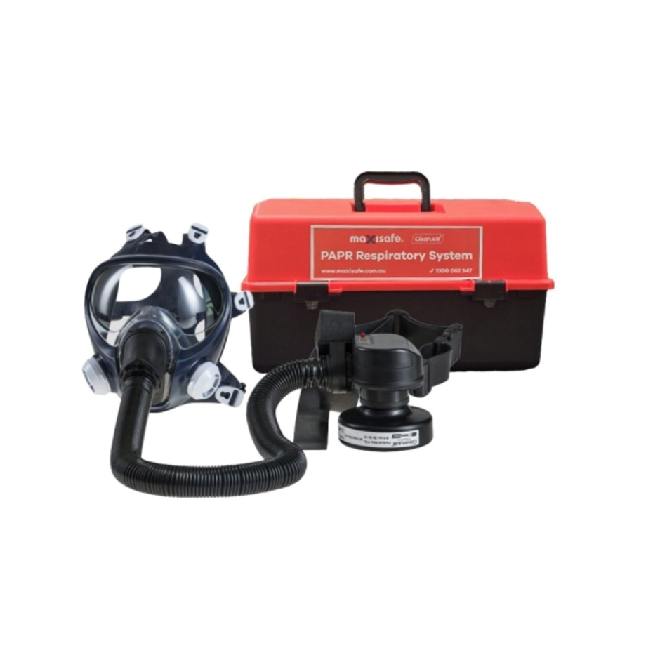 Maxisafe CleanAIR RCF02 Full Face Respirator and Asbest PAPR Kit Belt Mounted