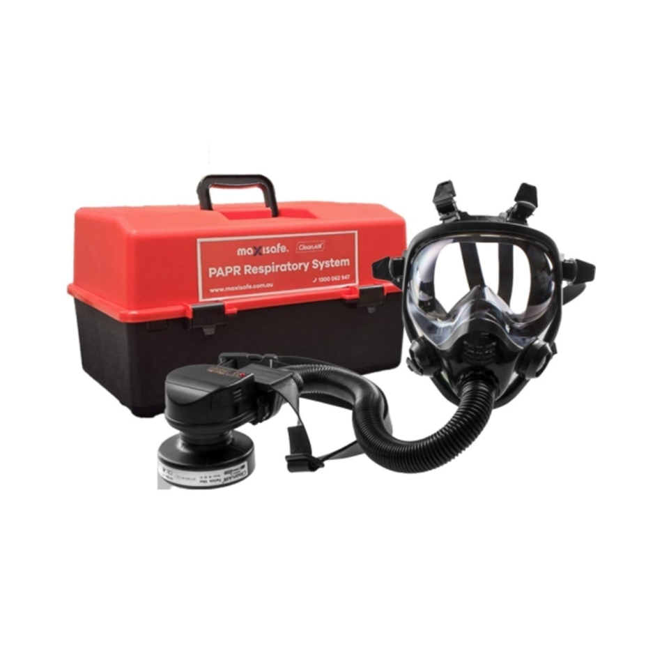 Maxisafe CleanAIR RGX02 Full Face Respirator and Asbest PAPR Kit Belt Mounted