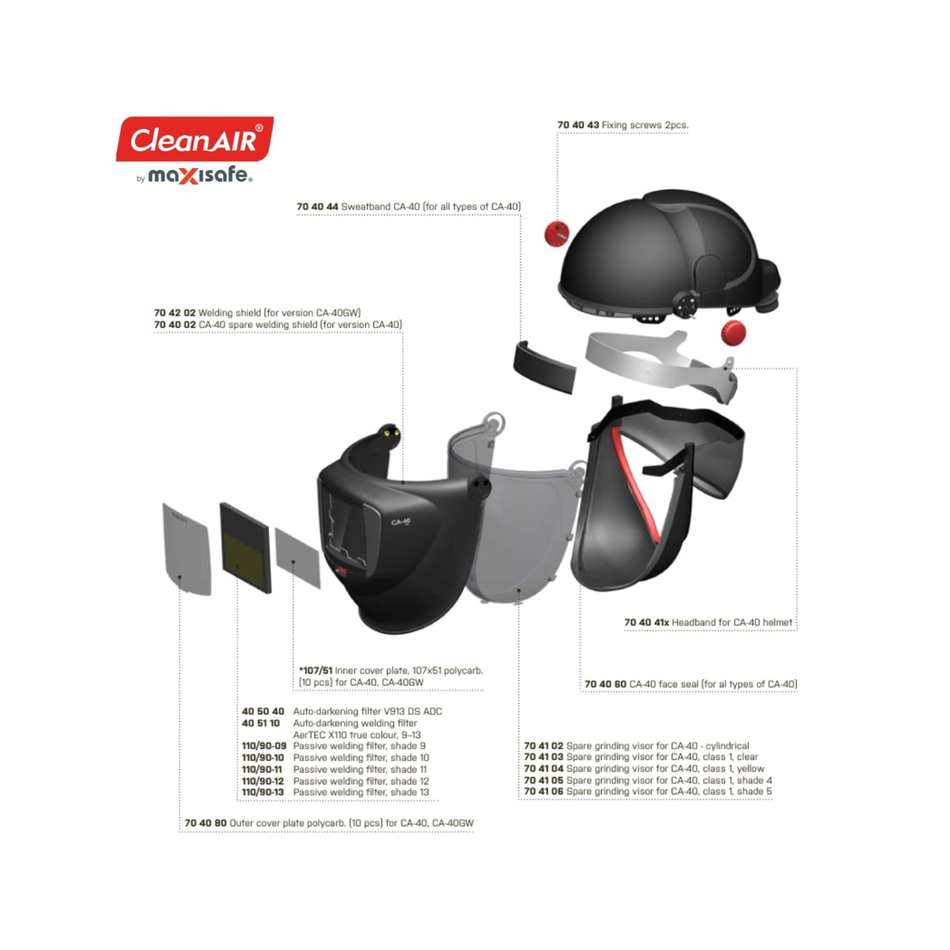 Maxisafe CleanAIR Helmet CA-40GW with Welding Shield and Grinding Visor