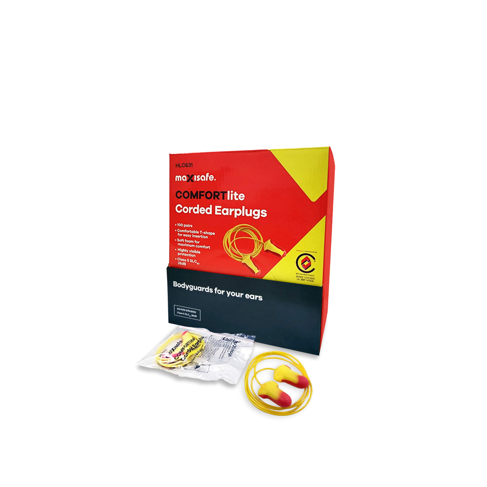 Maxisafe COMFORTlite T Shaped Corded Earplugs Class 5
