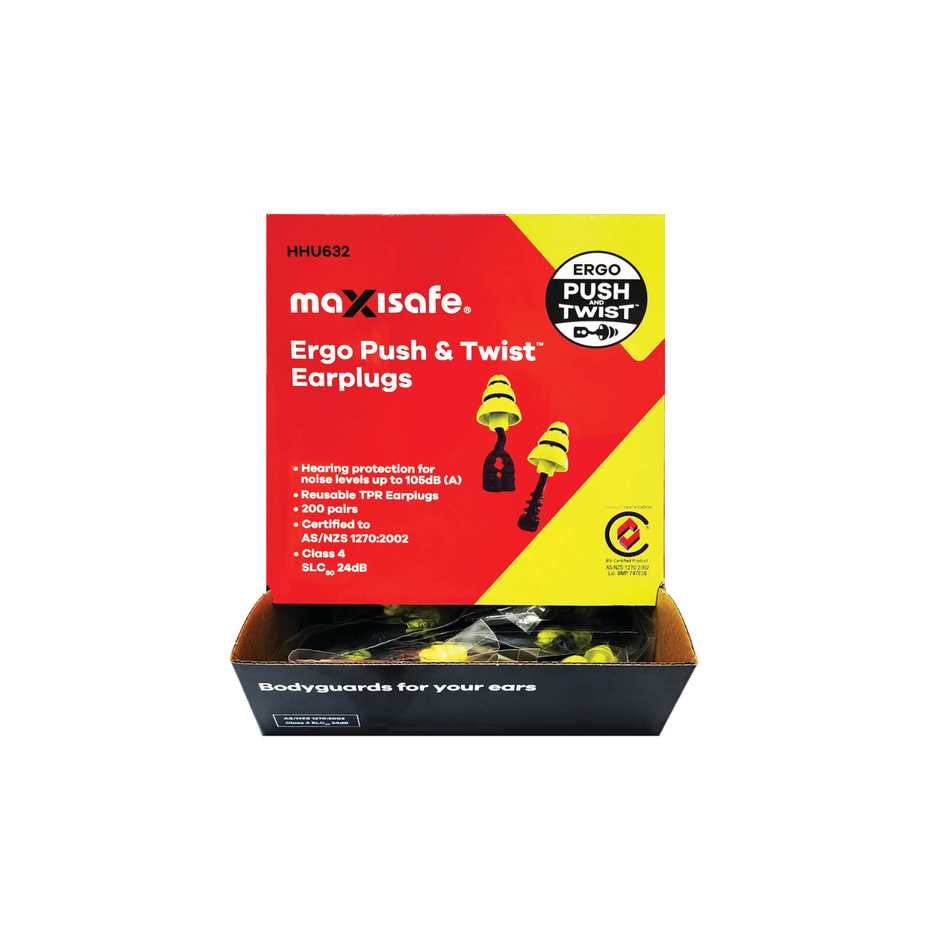 Maxisafe Ergo Push and Twist Uncorded Earplugs Class 4