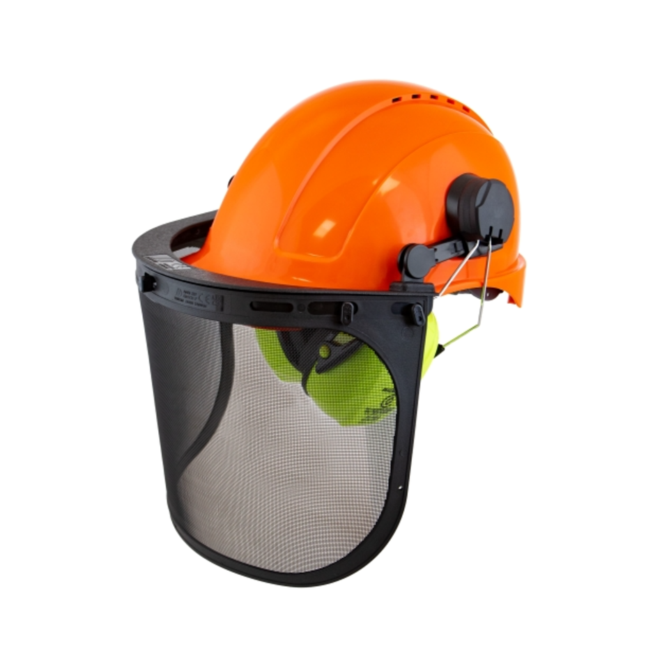 Maxisafe Forestry Kit Orange Helmet with Mesh Visor and Earmuff