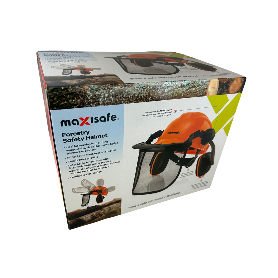 Maxisafe Forestry Kit Orange Hard Hat Mesh Visor and Earmuffs