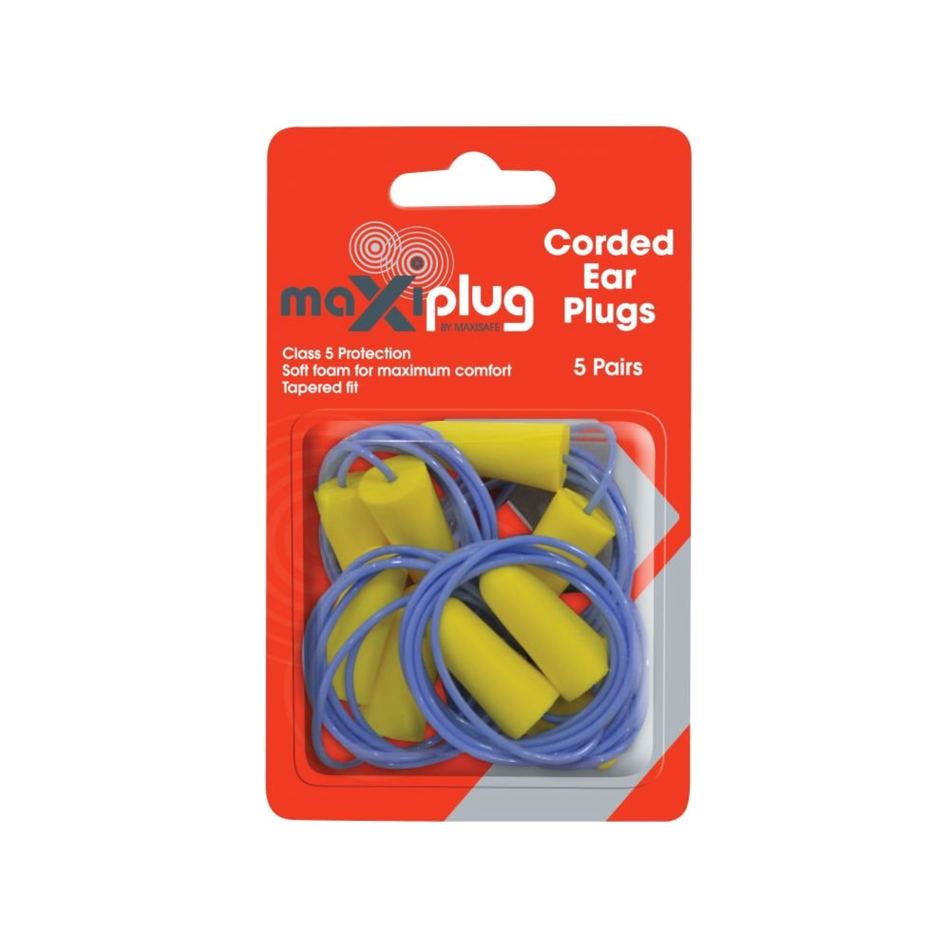 Maxisafe MaxiPlug Corded Ear Plugs Blister Pack of 5 Pairs