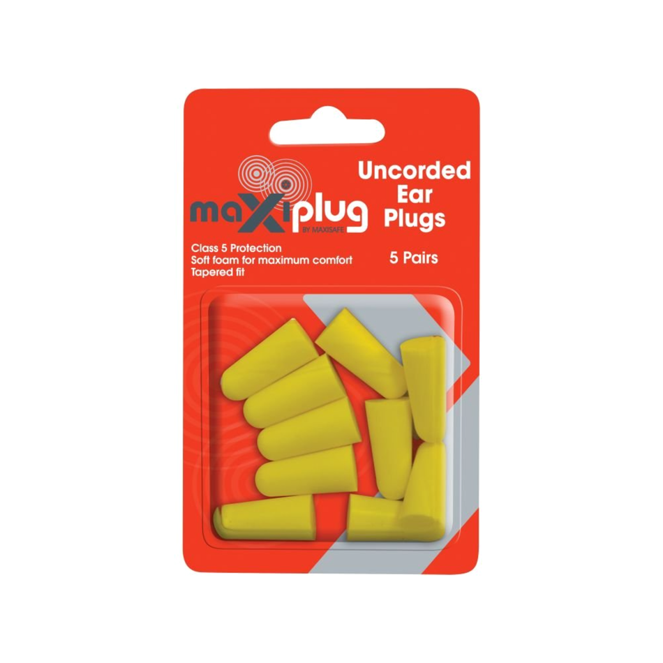 Maxisafe MaxiPlug Uncorded Earplugs Blister Pack of 5 Pairs