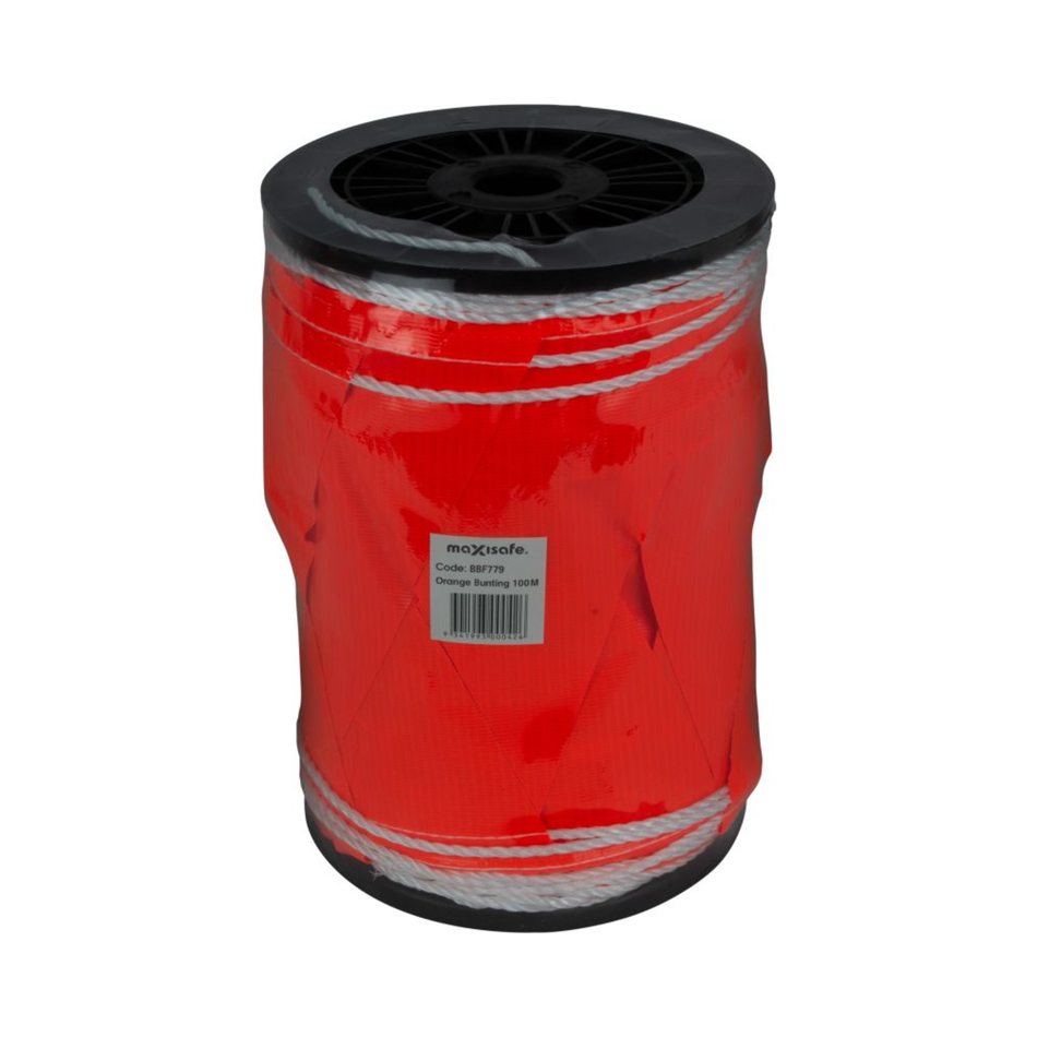 Maxisafe Orange Bunting Flag Line on Reel
