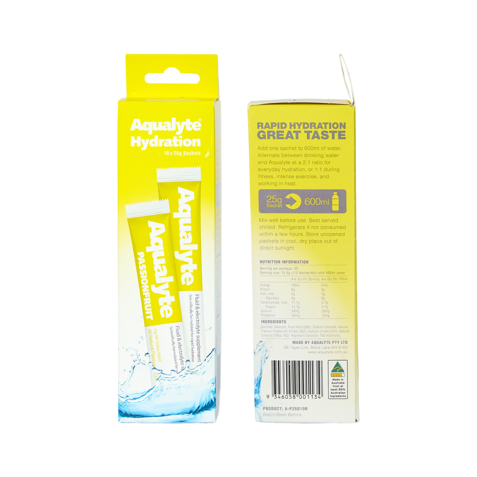 Maxisafe Aqualyte Passionfruit Flavour 25g Sachets Box of 10