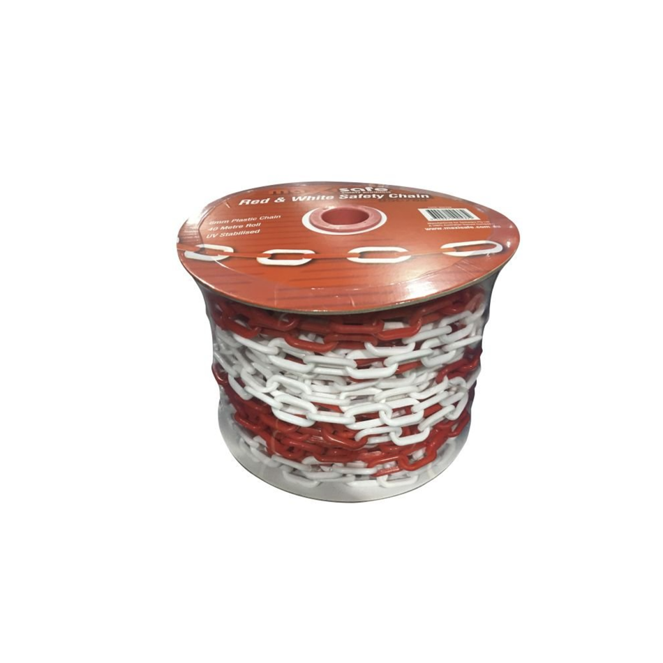 Maxisafe Red and White Safety Chain 40m Roll