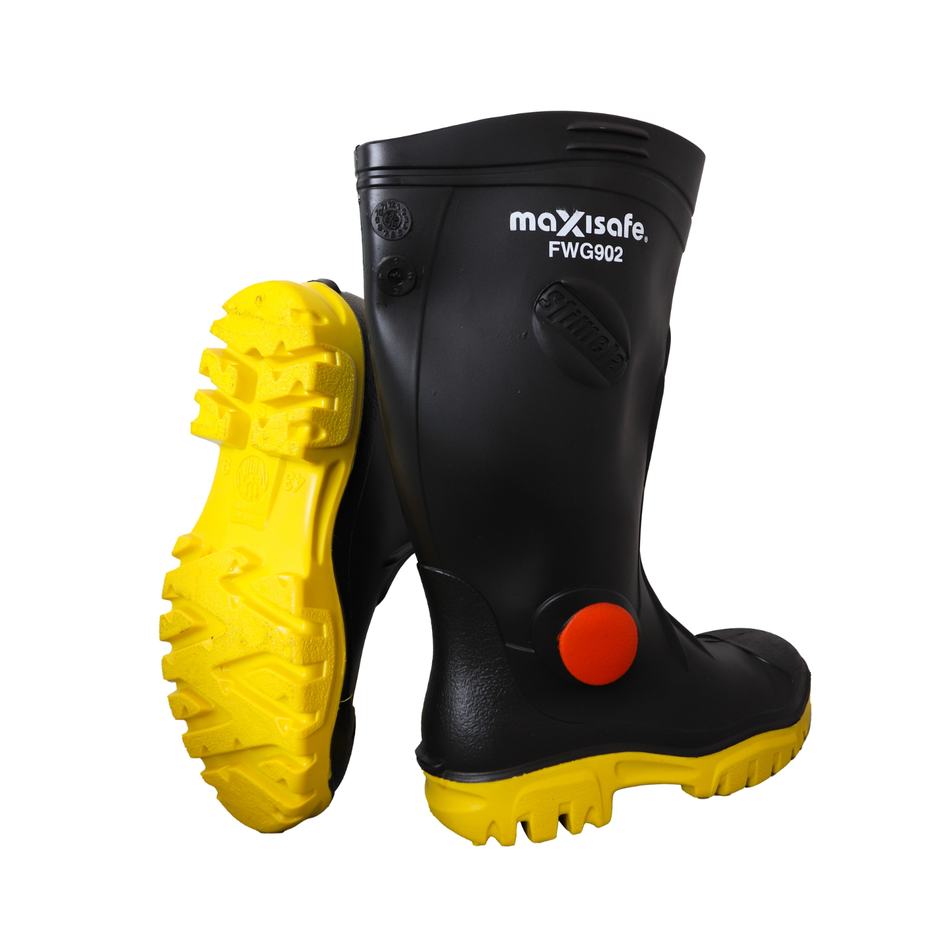 Maxisafe Stimela Foreman Black Gumboots with Safety Toe