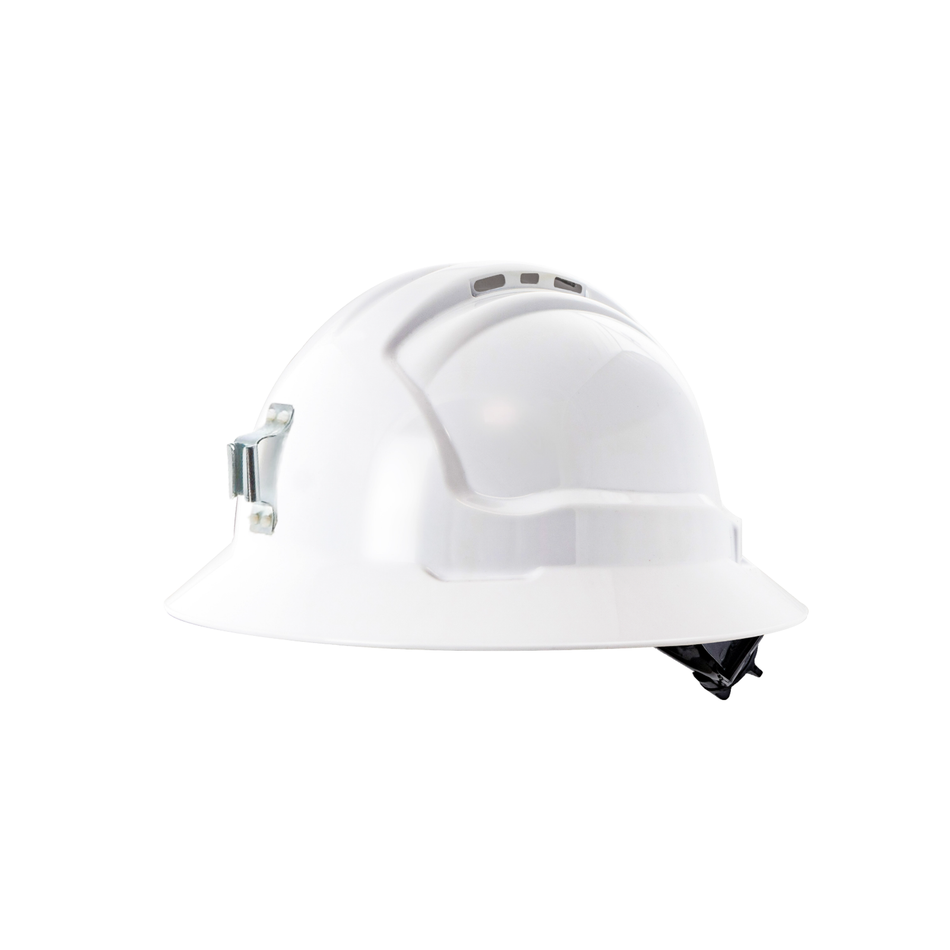 Maxisafe Tuffgard Full Brim Vented Hard Hat with Metal Miners Lamp