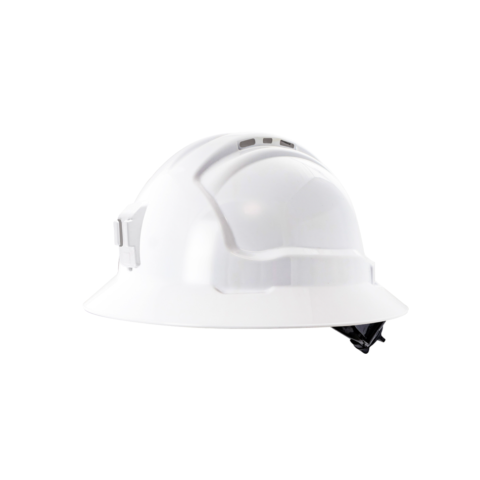 Maxisafe Tuffgard Full Brim Vented Hard Hat with Plastic Miners Lamp