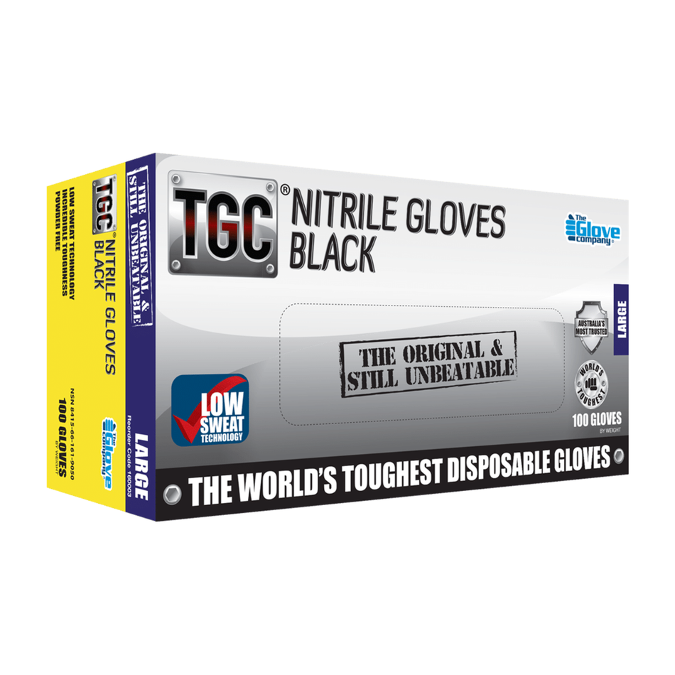 TGC Black Nitrile Disposable Gloves