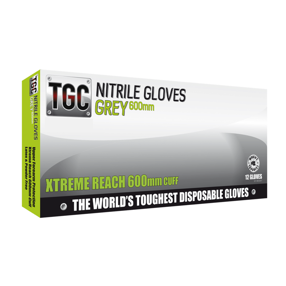 TGC Grey Nitrile Disposable Gloves (400mm & 600mm Long Cuffs)