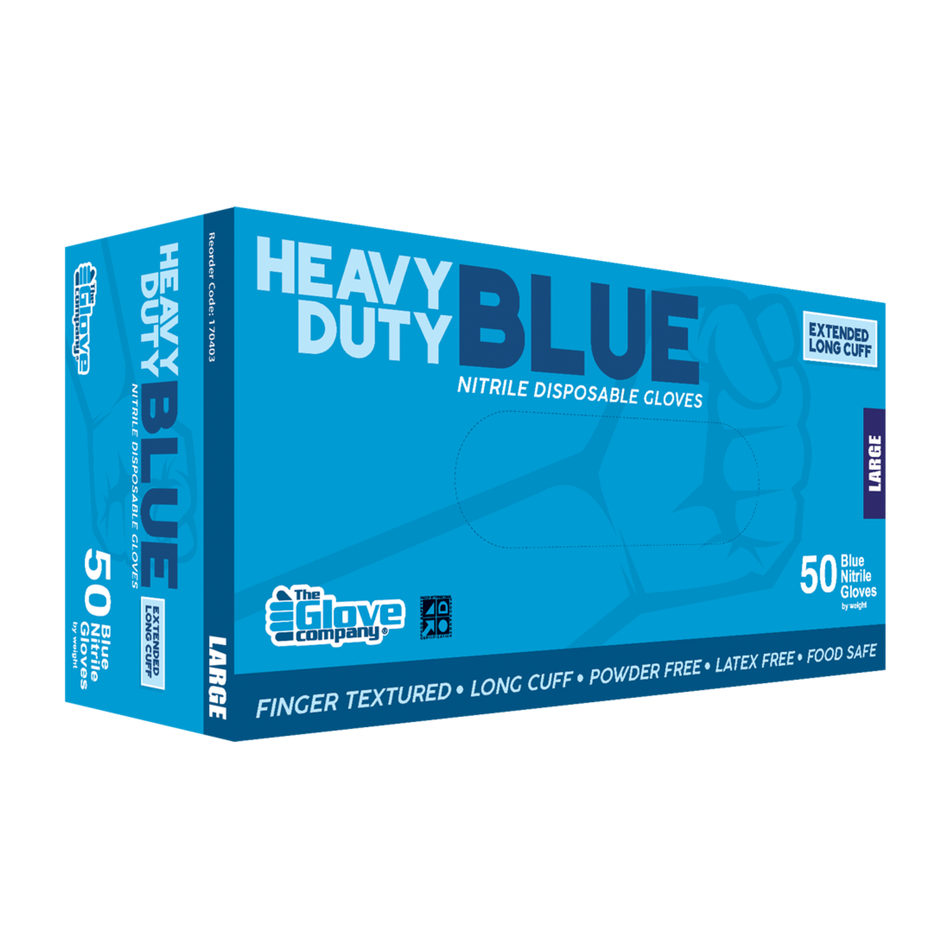 TGC Heavy Duty Blue Nitrile Disposable Gloves