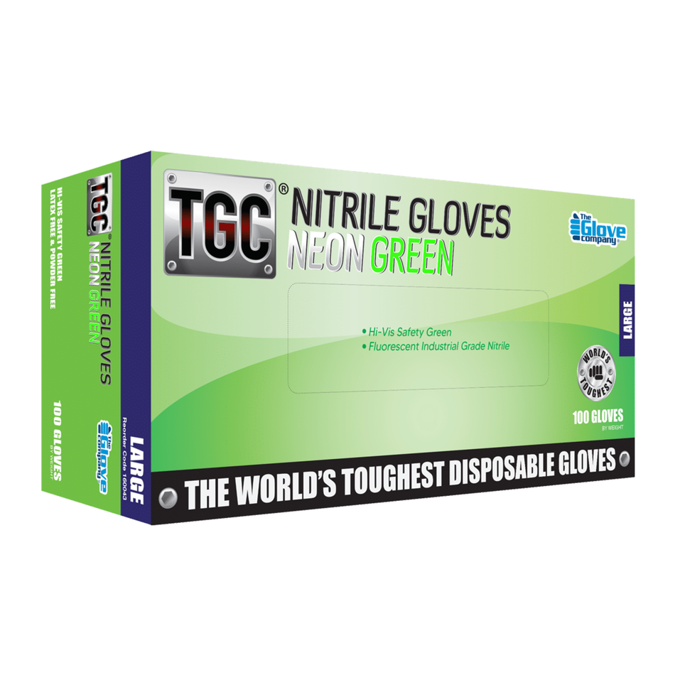 TGC Neon Green Nitrile Disposable Gloves