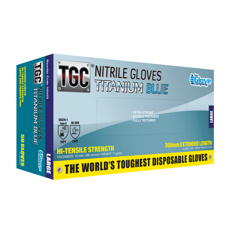 TGC Titanium Blue Nitrile Disposable Gloves
