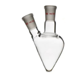 Glass Short Two Necks Pear Shape Flask With Standard Ground Mouth