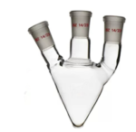 Glass Short Three Necks Pear Shape Flask With Standard Ground Mouth