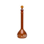 Amber Volumetric Flask with Penny Head Glass Stopper, Class A